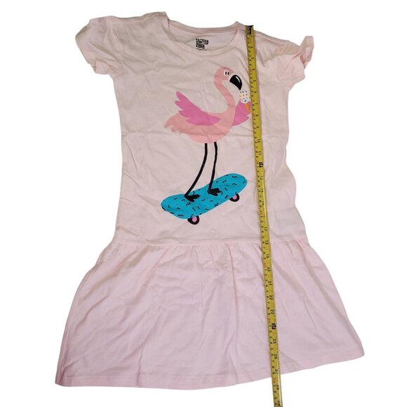 Spotted Zebra Girls Flamingo Skateboard Graphic Short Sleeves Dress Pink Small - Picture 9 of 9